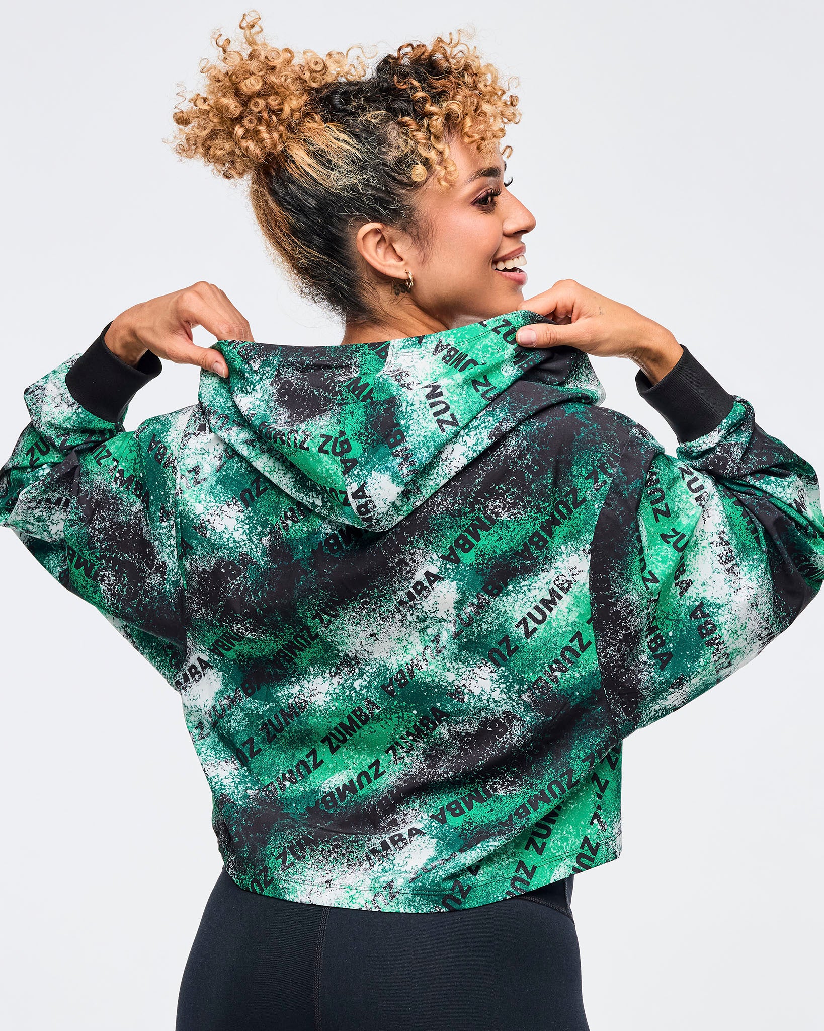 Apres Zumba Crop Woven Zip-Up Hoodie - Image 2
