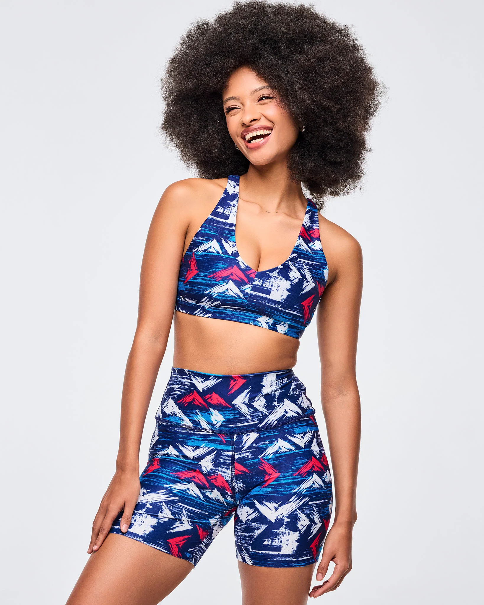 Apres Zumba Racerback Bra With Encased Elastic - Blue/White - Image 3