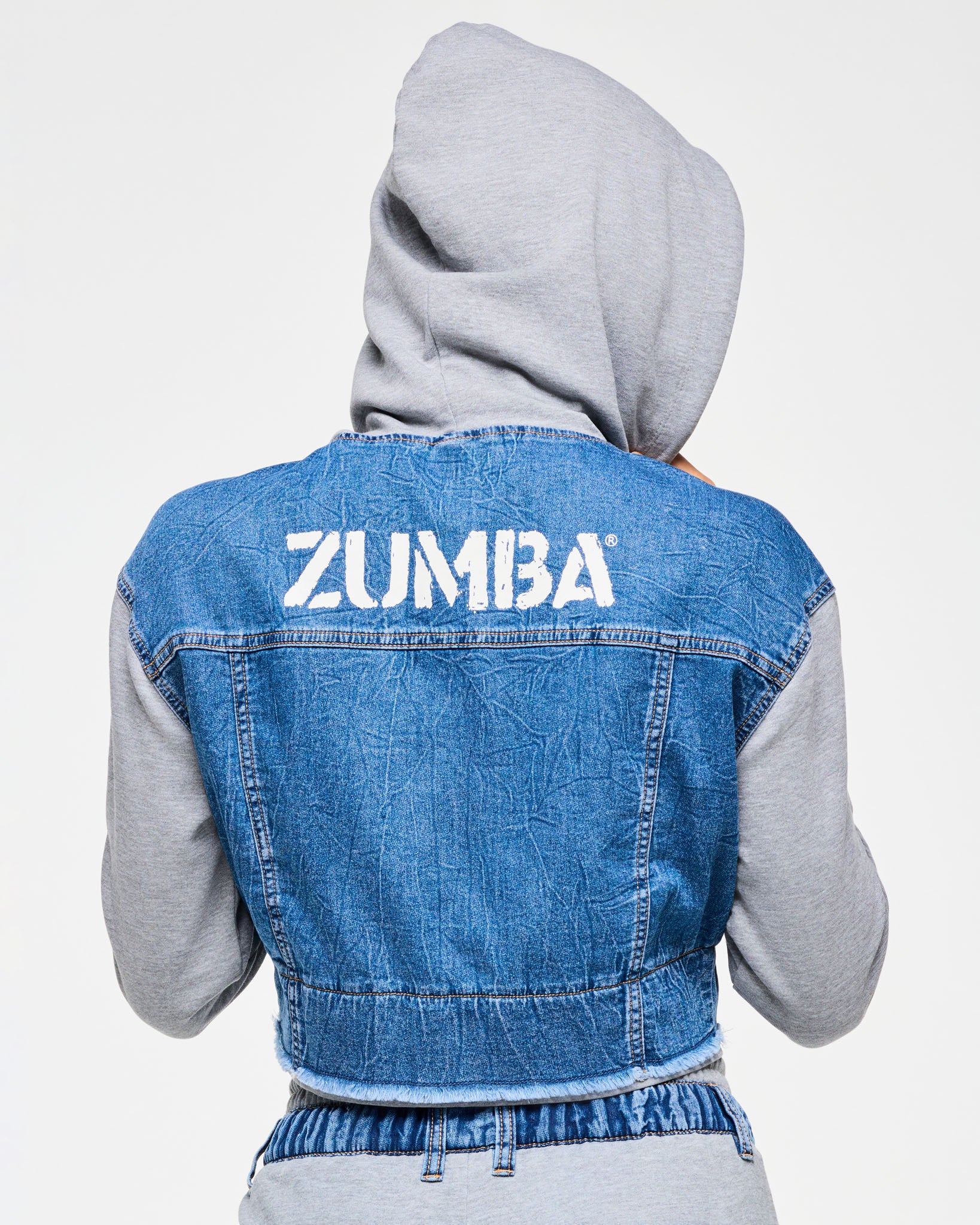 Blue Jean Crop Zip-Up Hoodie - Image 2