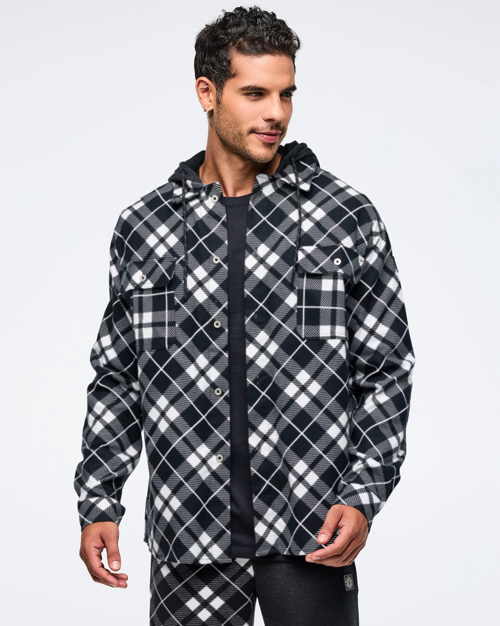 Eastern Flavor Flannel Shacket With Hood - Image 2
