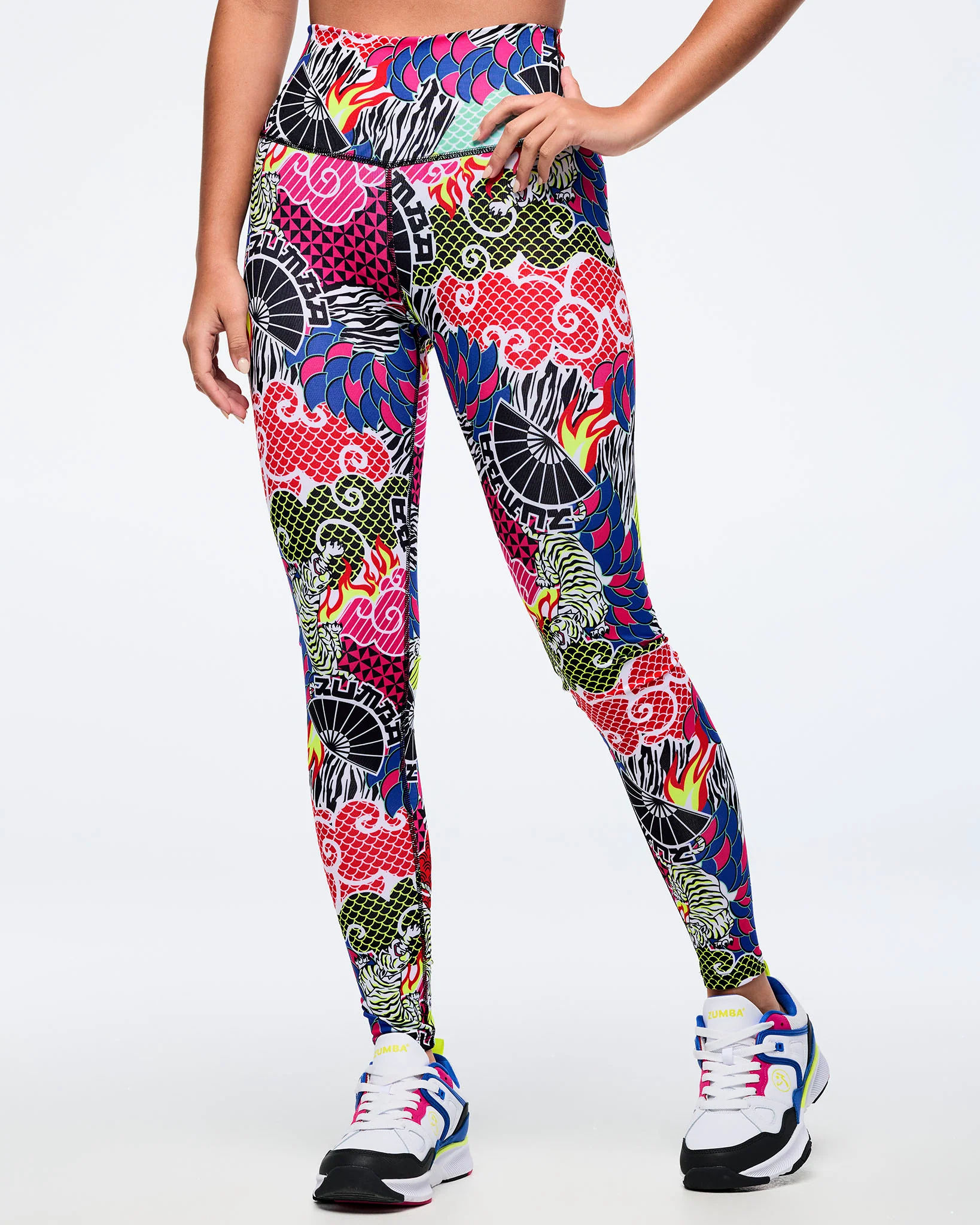 Eastern Flavor Z-Lift High Waisted Ankle Leggings - Pink/Yellow