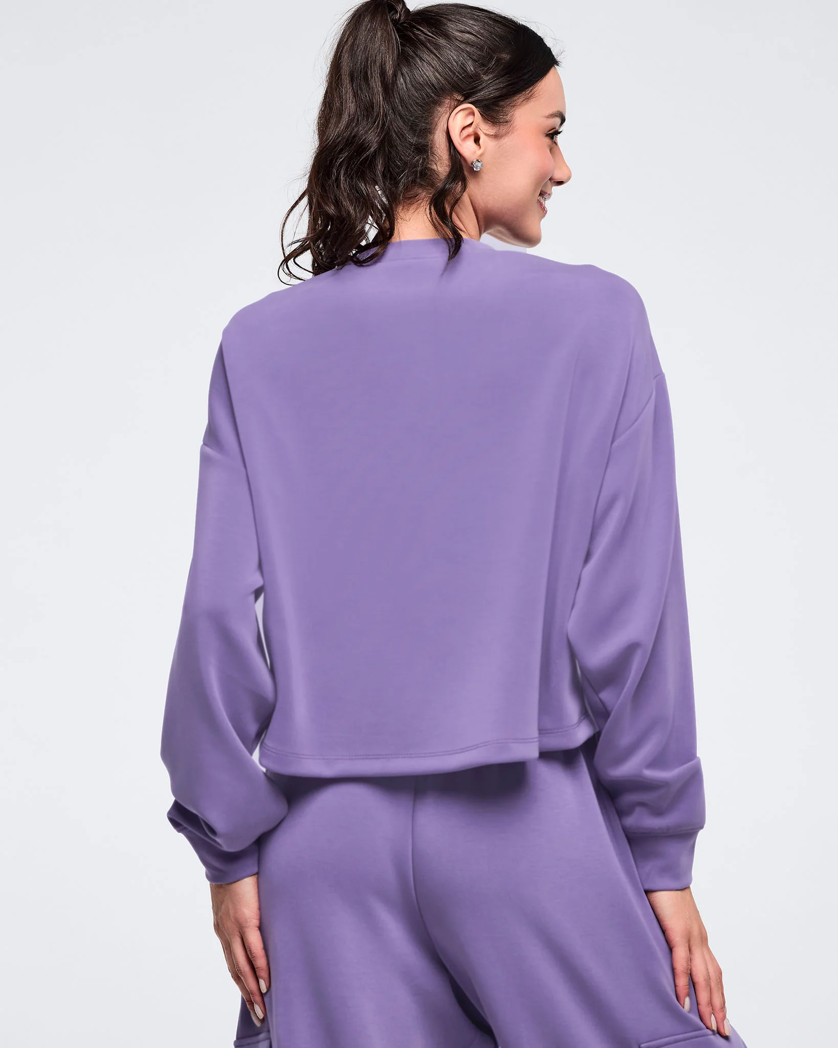 Pastel Modal Long Sleeve Oversized Crop Top - Image 3