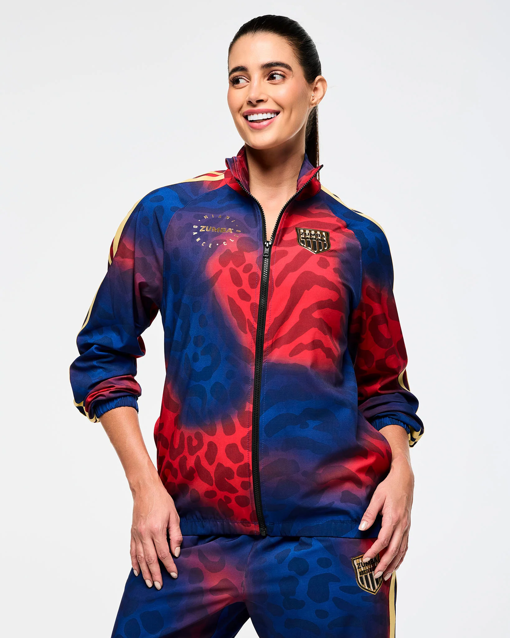 Victory Zip Up Mock Neck Woven Raglan Jacket