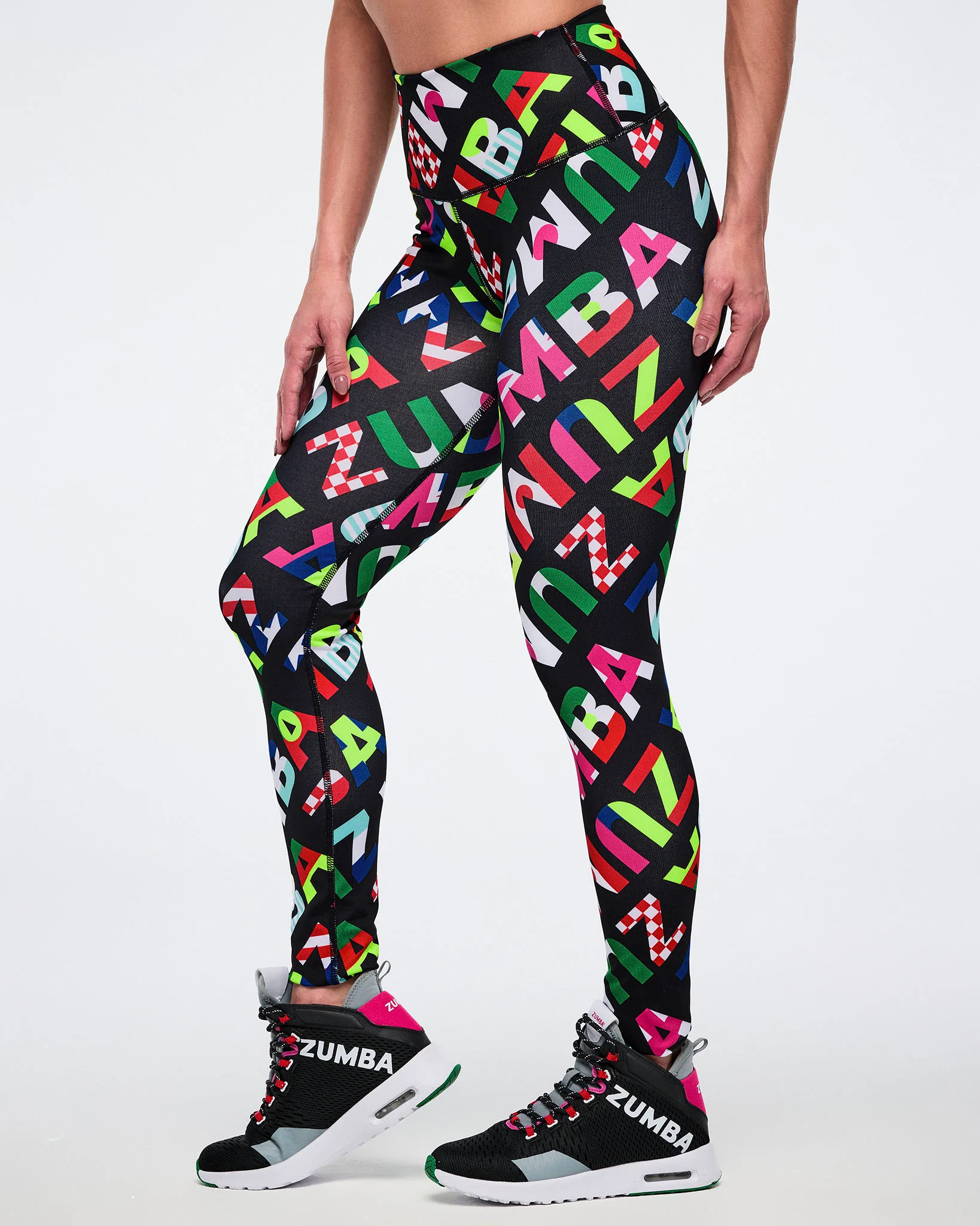 Worldwide Z-Lift High Waisted Ankle Leggings - Black/Red