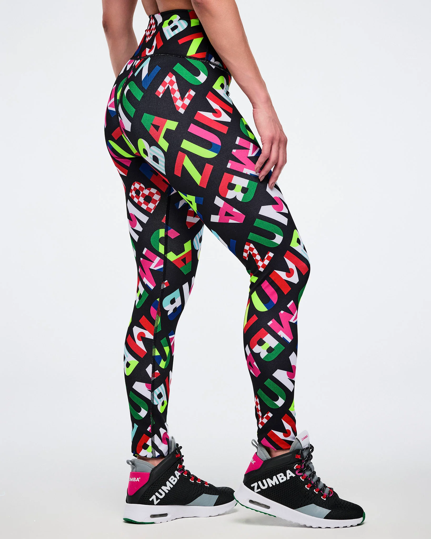 Worldwide Z-Lift High Waisted Ankle Leggings - Black/Red - Image 2