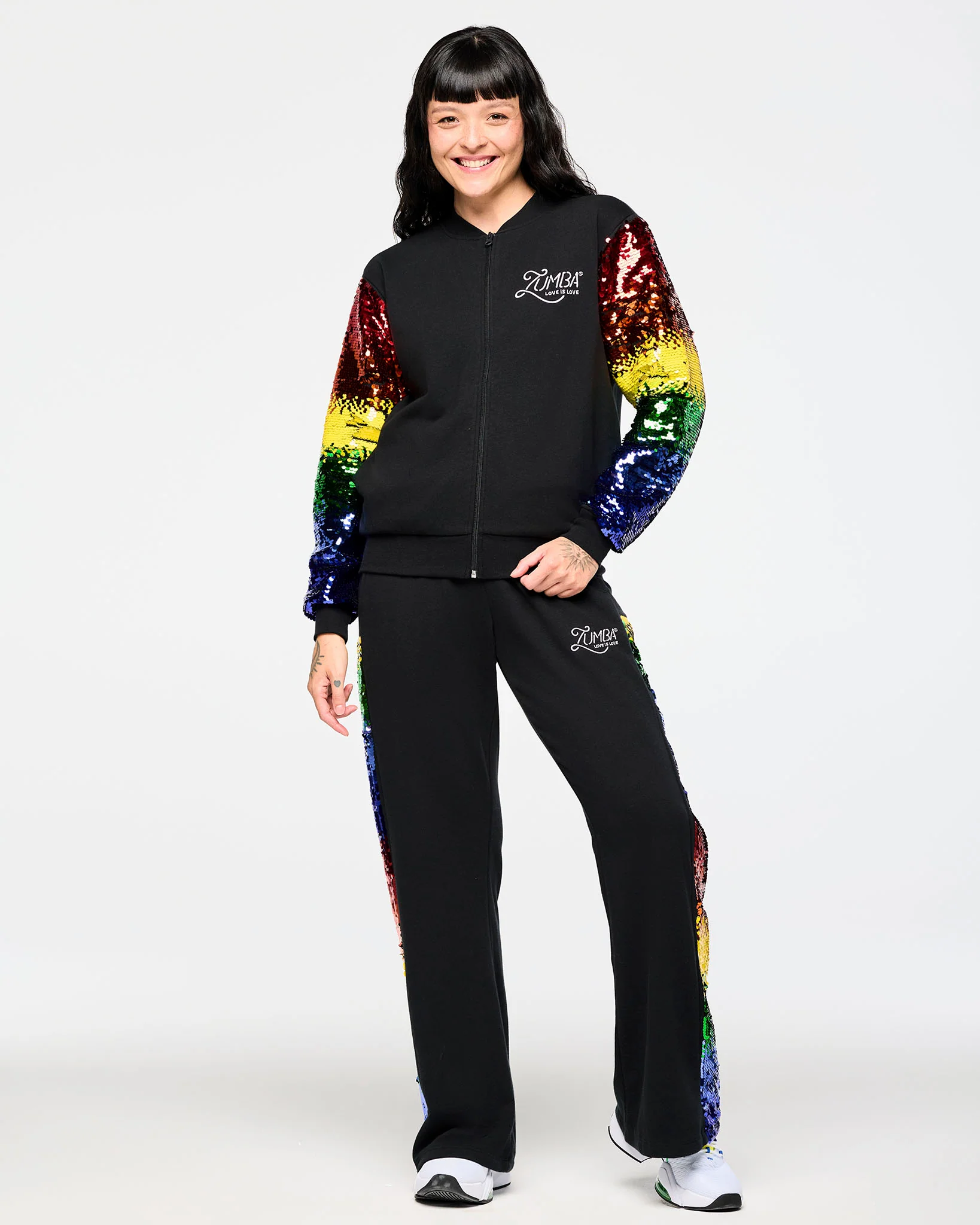 Zumba Bomber Jacket With Sequin Sleeves - Image 3