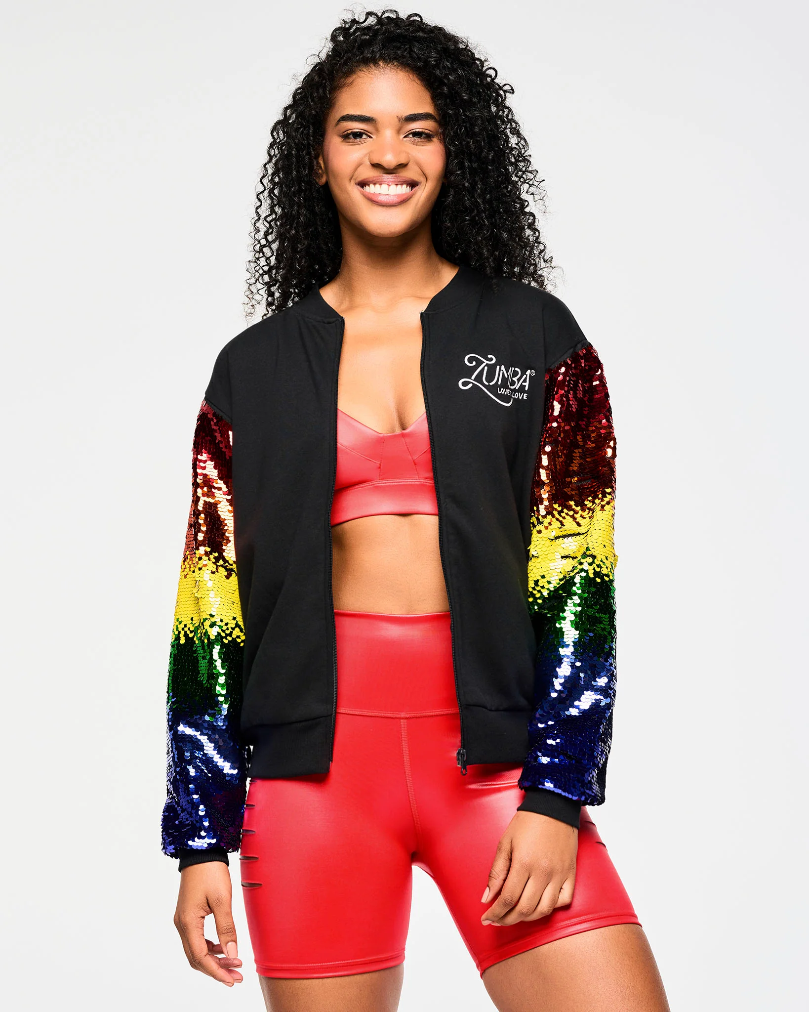 Zumba Bomber Jacket With Sequin Sleeves - Image 5