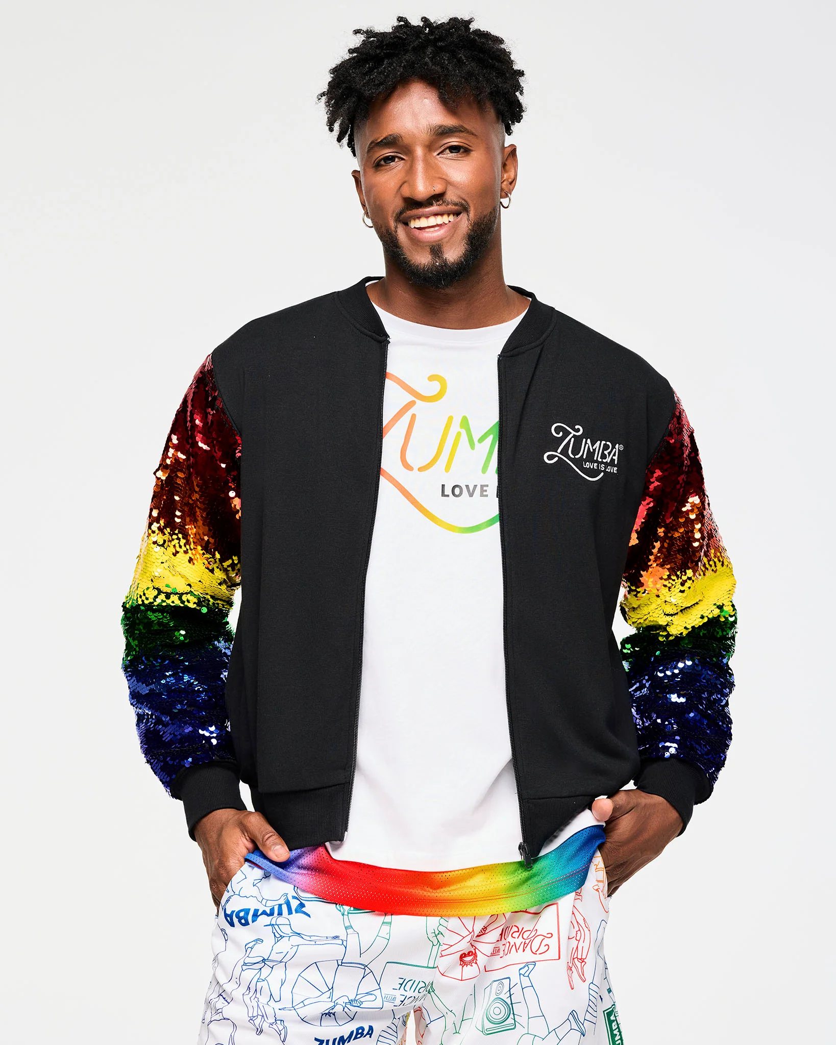 Zumba Bomber Jacket With Sequin Sleeves - Image 6