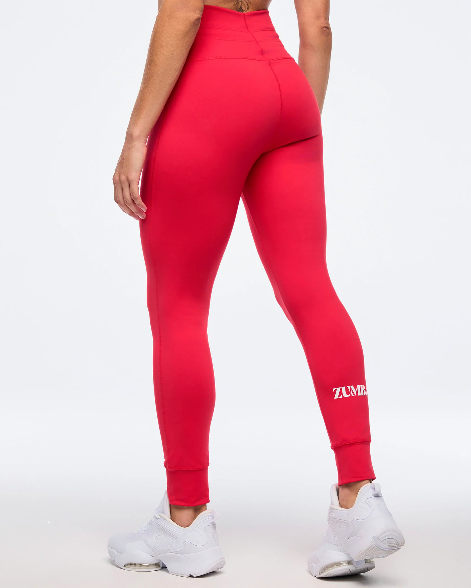 Zumba Haus High Waisted Ankle Leggings With Drawcord - Red