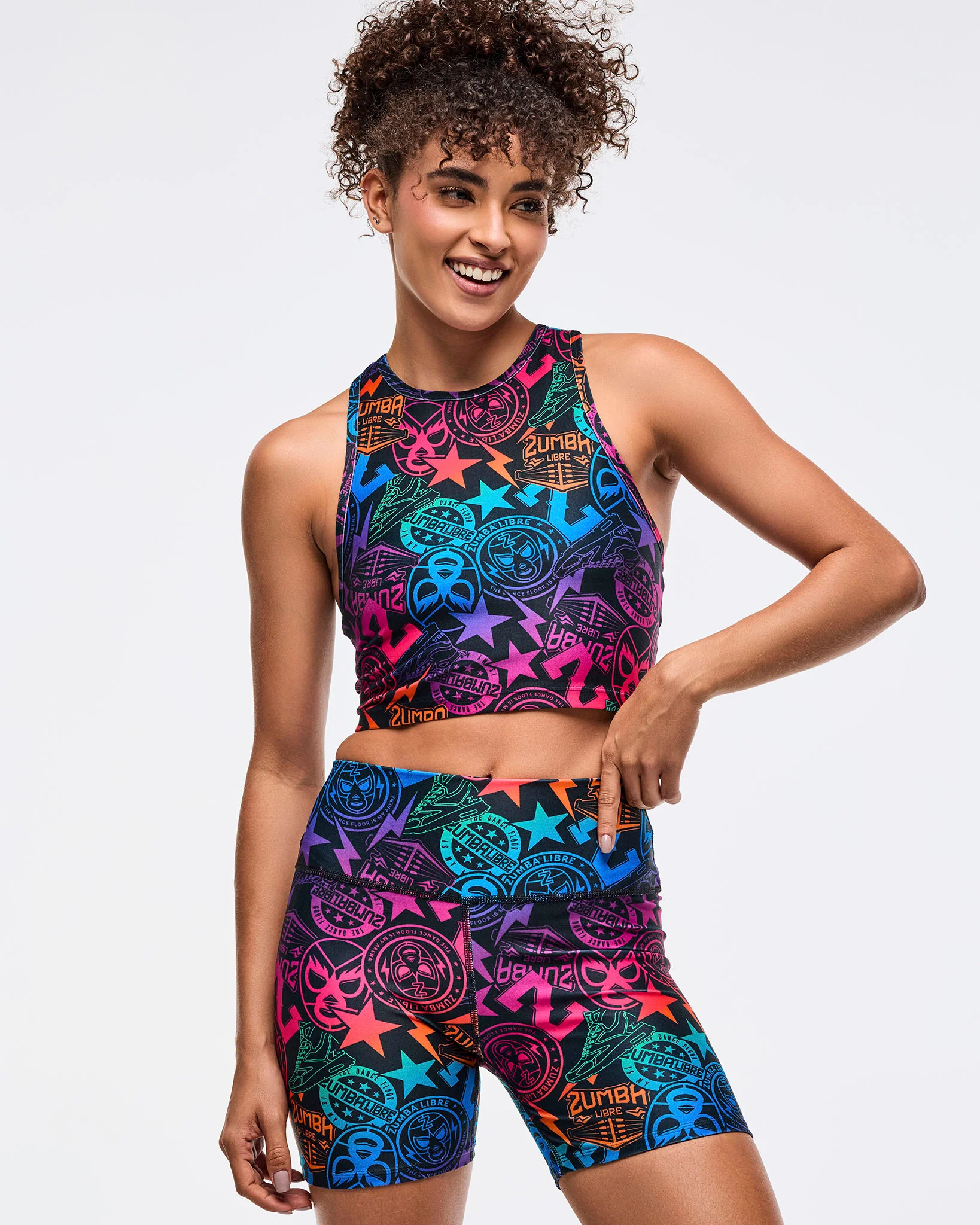 Zumba Libre High Neck Crop Tank With Back Details