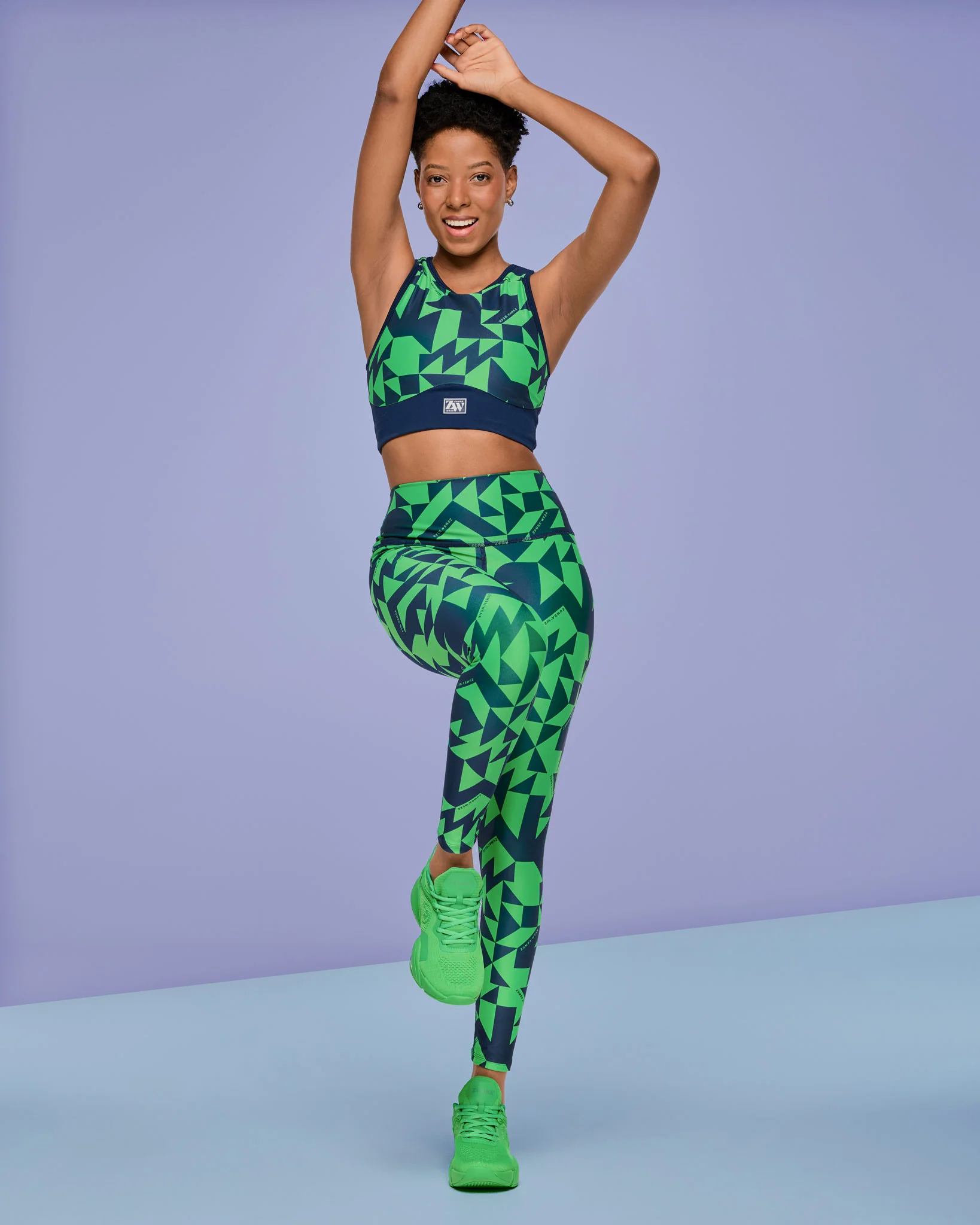 Zumba Out Loud Longline Bra - Navy/Green - Image 3