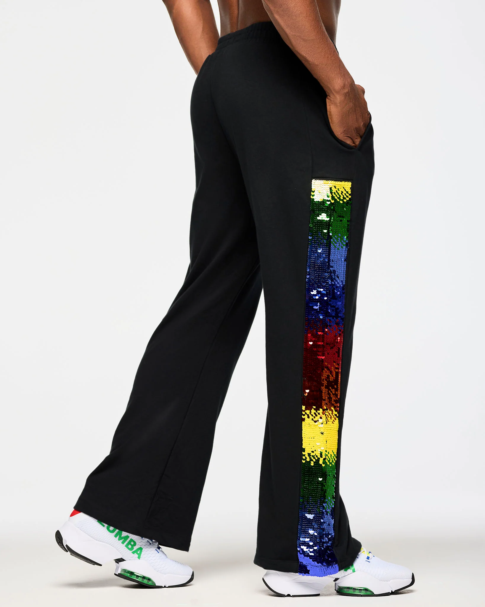 Zumba Wide Leg Sweatpants With Sequin Panels - Image 10